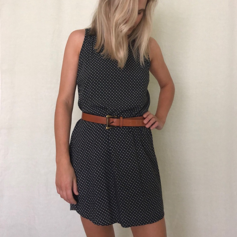 Black and White Floral Printed Dress